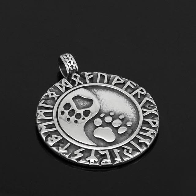 Vikings Runes Bear Paw Stainless Steel Necklace | Necklaces | Wiccan Center