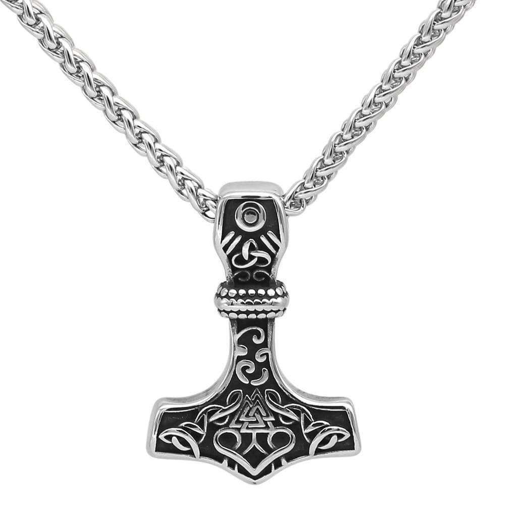 Vikings Mjolnir & Valknut Stainless Steel Necklace | Pendants & Necklaces | Wiccan Center