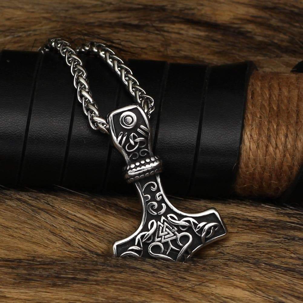 Vikings Mjolnir & Valknut Stainless Steel Necklace | Pendants & Necklaces | Wiccan Center