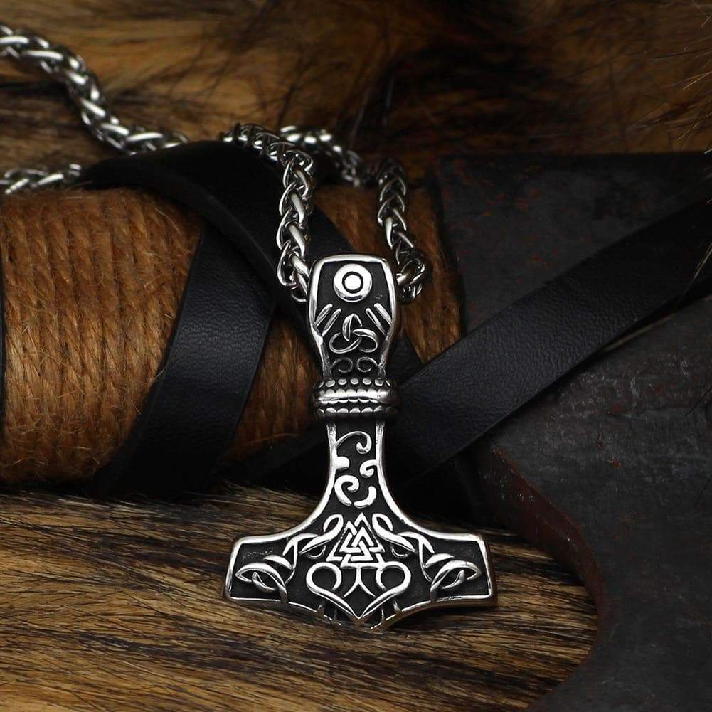 Vikings Mjolnir & Valknut Stainless Steel Necklace | Pendants & Necklaces | Wiccan Center