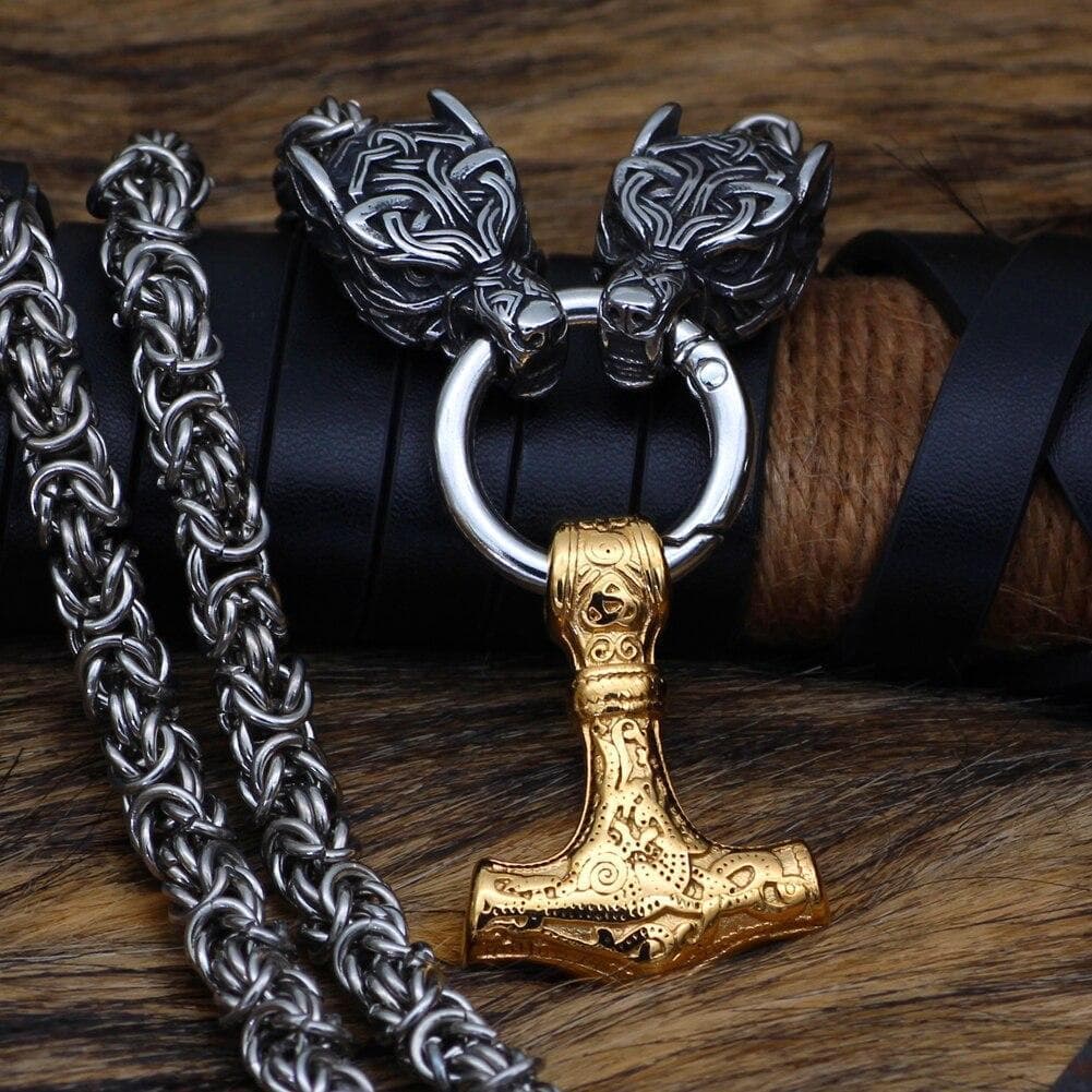 Vikings Wolf Hammer Massive Stainless Steel Chain | Pendants & Necklaces | Wiccan Center