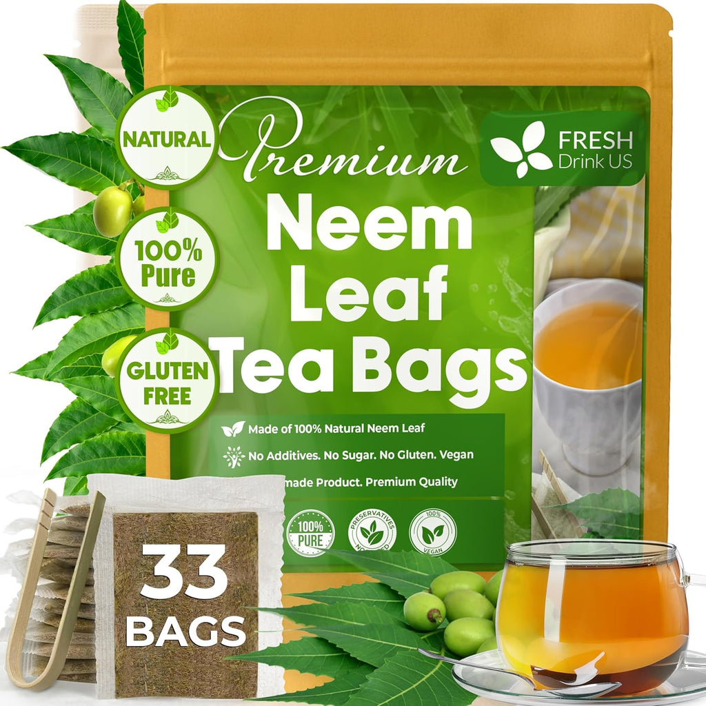 Neem Leaf Tea Bags, 100% Natural and Pure from Neem Leaves. Loose Leaf Neem Herbal Tea. Neem Leaf Tea. No Sugar, No Caffeine, No Gluten, Vegan. | Tea | Wiccan Center