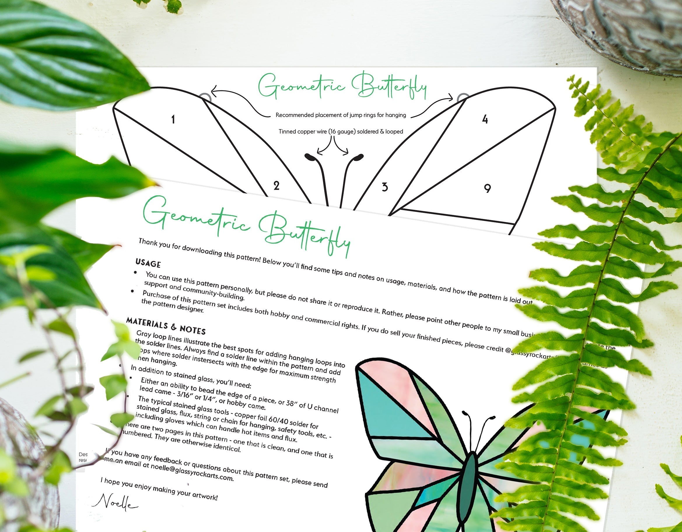 Beginner Butterfly Stained Glass Pattern | Crafting Patterns & Molds | Wiccan Center