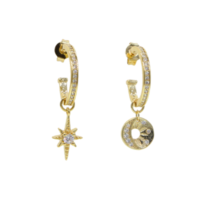 Star & Moon Charm Earrings