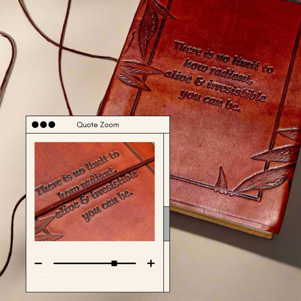 "No Limit To How Radiant" Leather Journal - Empowering & Sustainable Gift | Journal | Wiccan Center