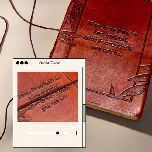 "No Limit To How Radiant" Leather Journal - Empowering & Sustainable Gift | Journal | Wiccan Center