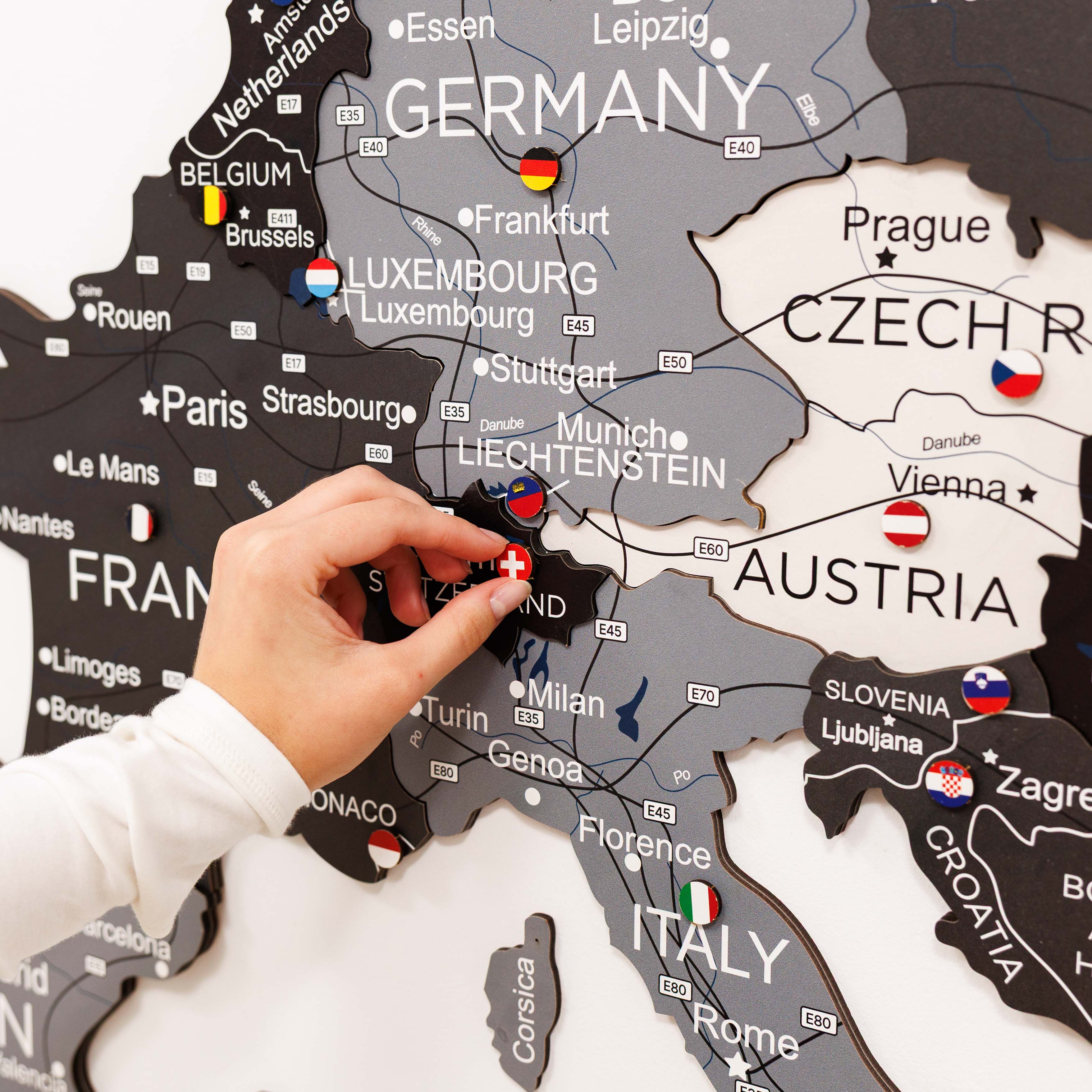 3D Europe Wooden Map Nordik