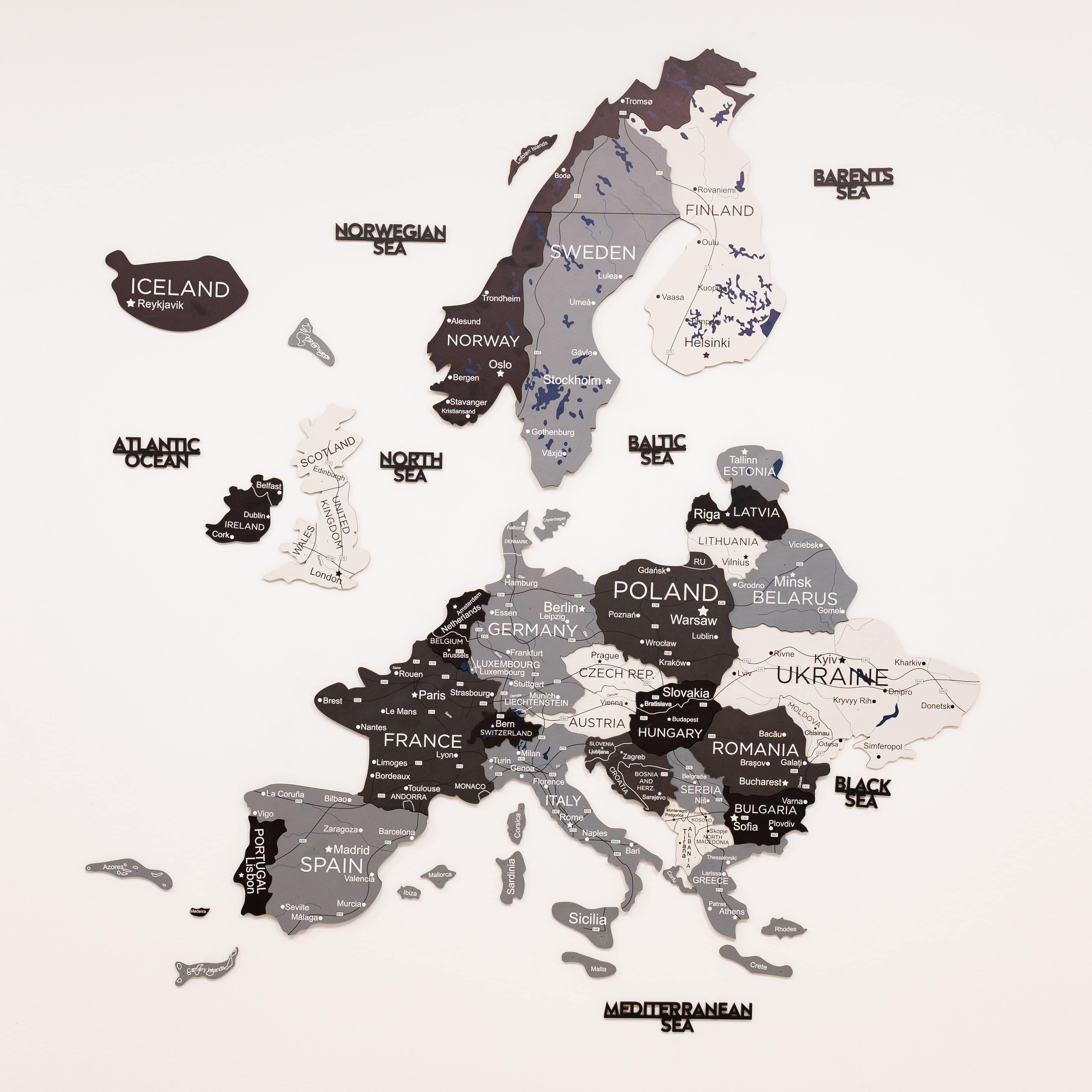 3D Europe Wooden Map Nordik