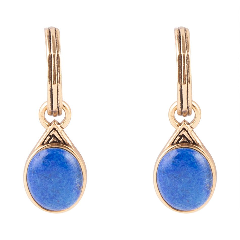 Nova Half-Hoop Blue Lapis and Golden Earrings | Earrings | Wiccan Center