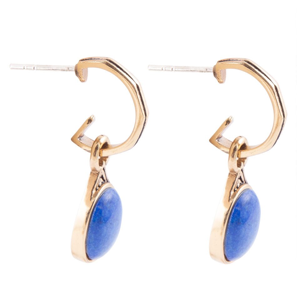 Nova Half-Hoop Blue Lapis and Golden Earrings | Earrings | Wiccan Center