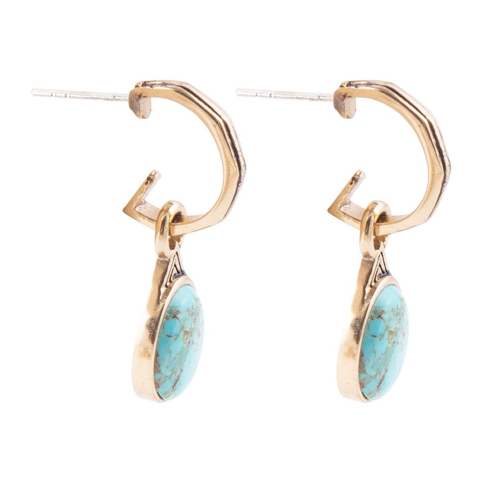 Nova Half-Hoop Blue Turquoise and Golden Earrings | Earrings | Wiccan Center