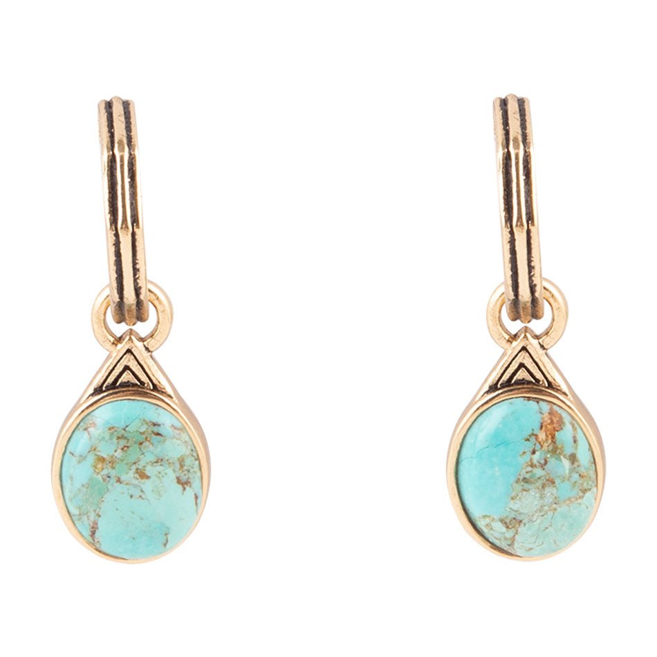 Nova Half-Hoop Blue Turquoise and Golden Earrings | Earrings | Wiccan Center