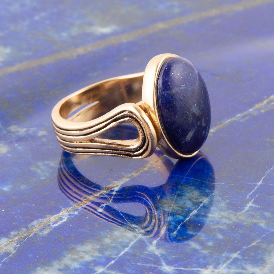 Nova Blue Lapis and Golden Bronze Oval Ring | Rings | Wiccan Center