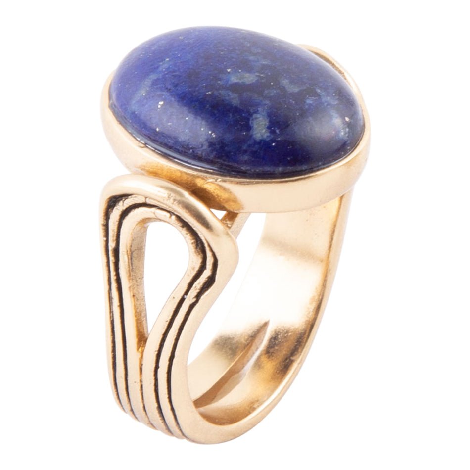 Nova Blue Lapis and Golden Bronze Oval Ring | Rings | Wiccan Center