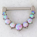 14G Nipple Clicker with Prong Set Opals | Body Jewelry | Wiccan Center