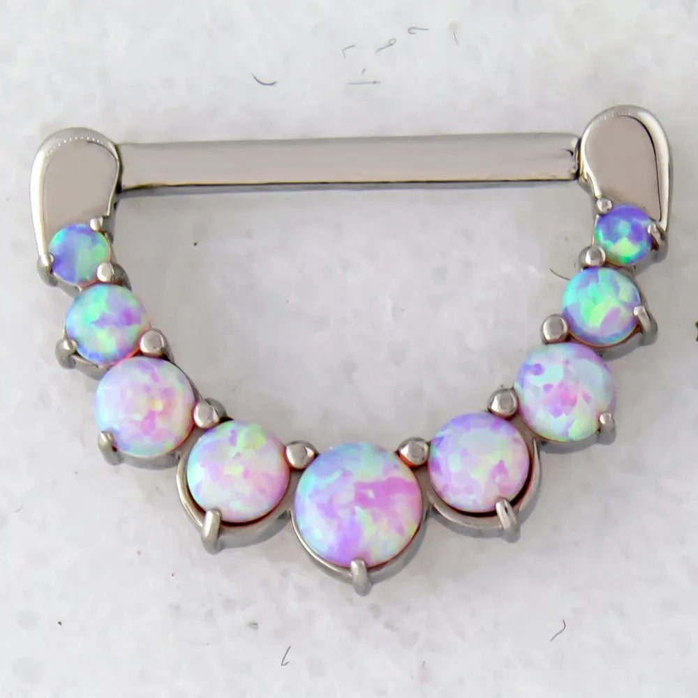 14G Nipple Clicker with Prong Set Opals | Body Jewelry | Wiccan Center