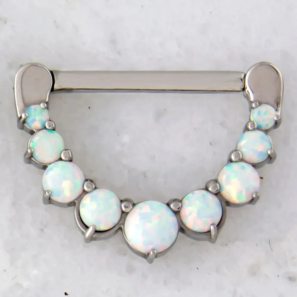 14G Nipple Clicker with Prong Set Opals | Body Jewelry | Wiccan Center