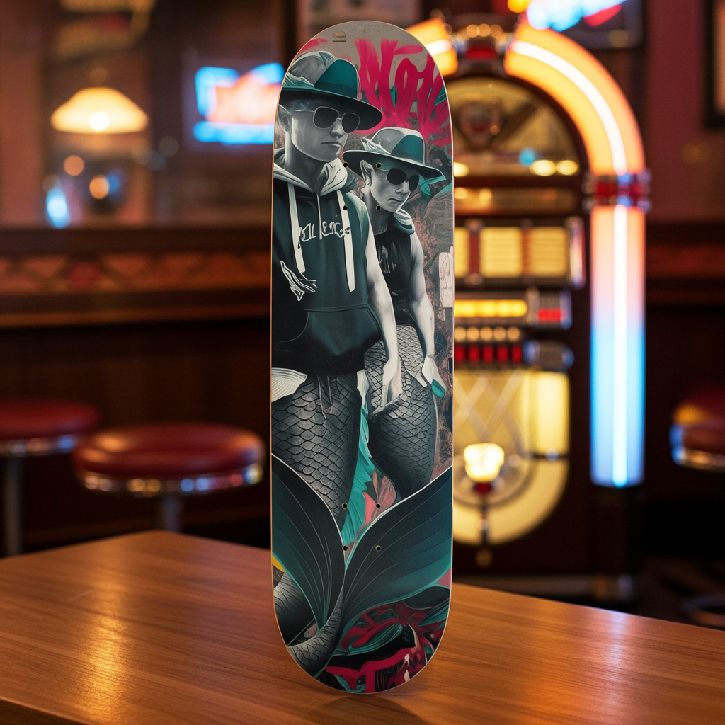 Lit Mermen Skateboard – Fantasy Ocean Art Deck | Skateboard | Wiccan Center