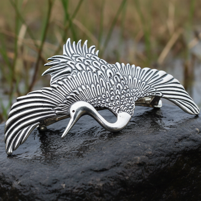 Crane of Happiness Hair Clip for Women - Handmade in the U.S.A.