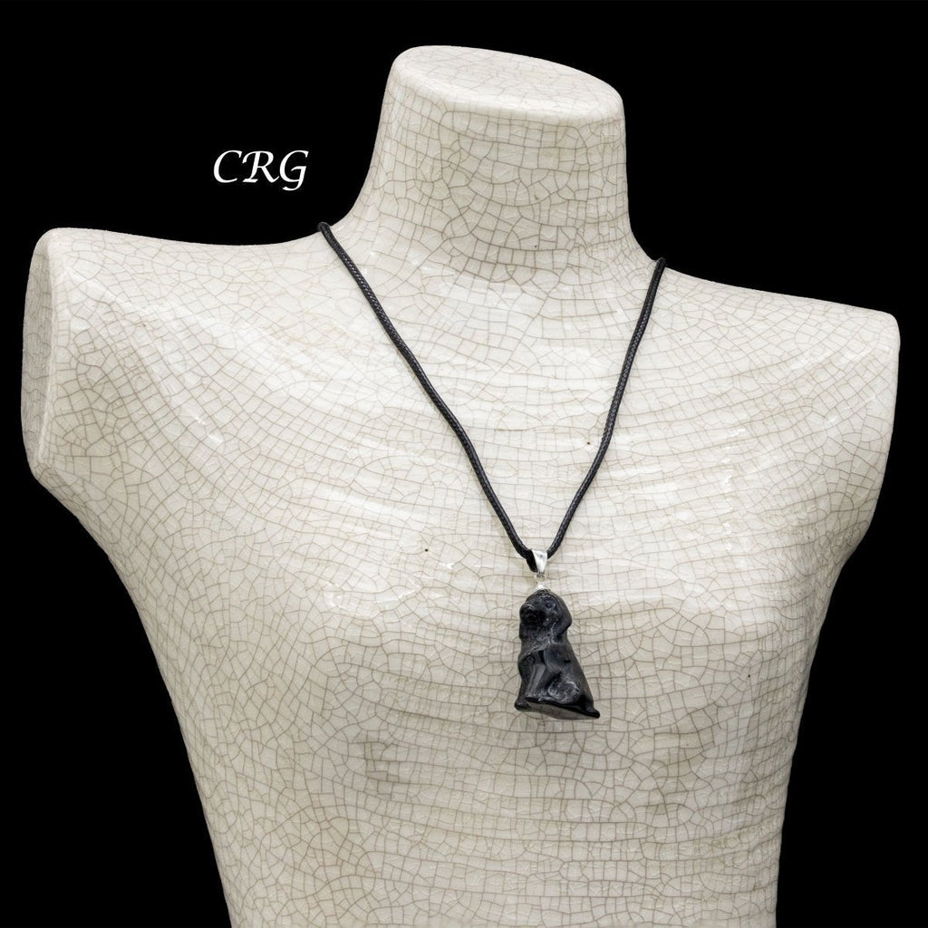 Obsidian Figurine Necklaces on Black Cord (10 Inches) (3 Pieces)