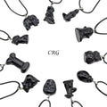 Obsidian Figurine Assorted Necklace Set on Black Cord (10 Inches) (11 Pieces)