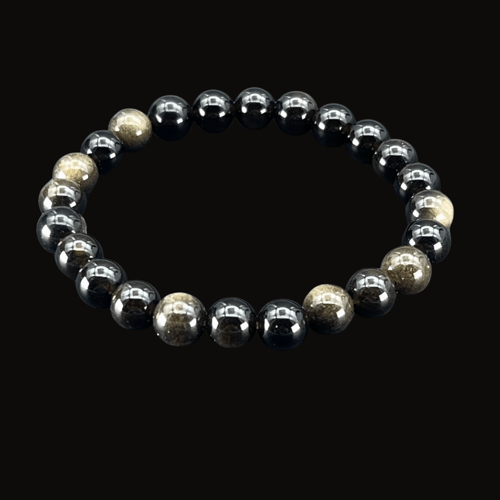 Obsidian Golden Sheen Round Bead Stretch Bracelet (8 mm)