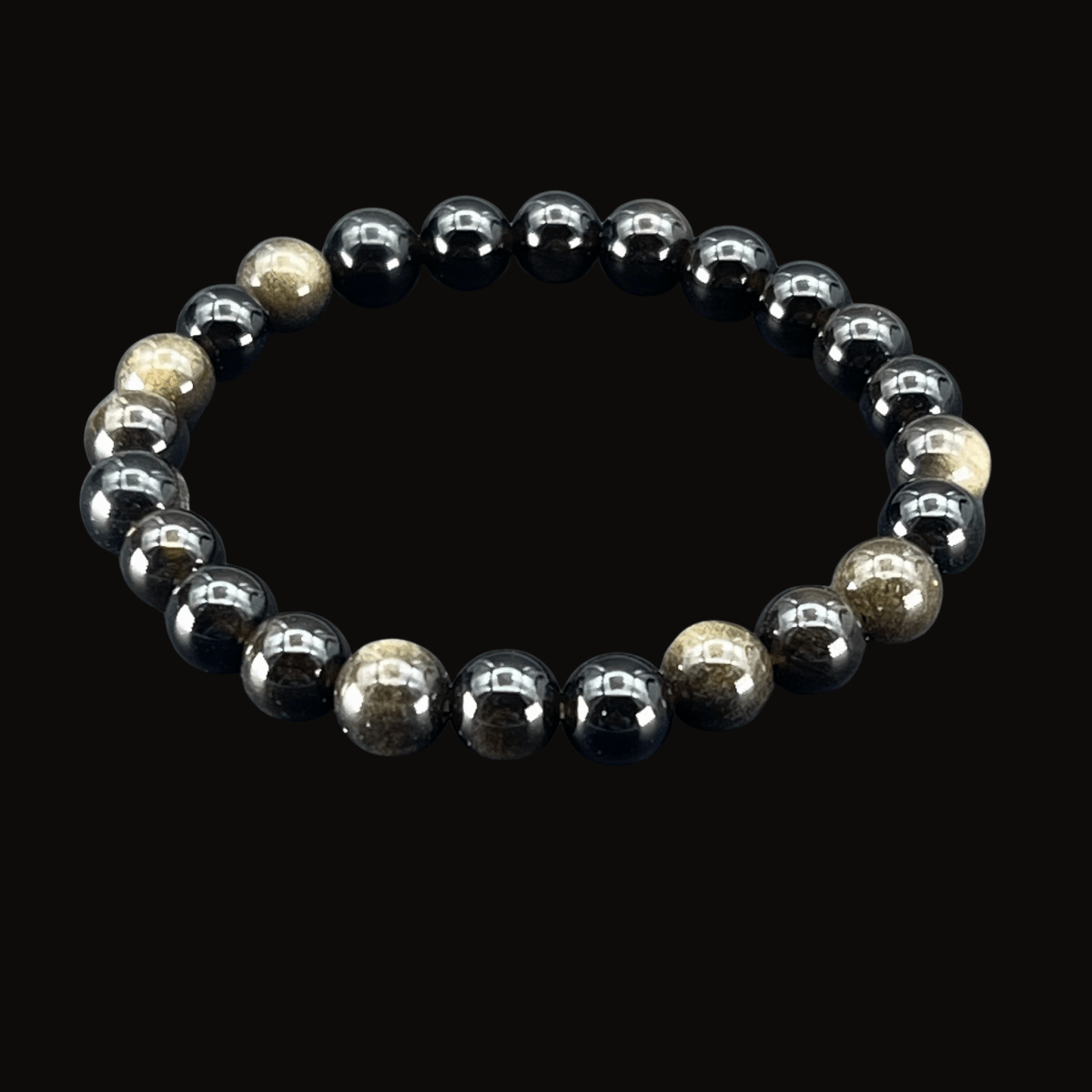 Obsidian Golden Sheen Round Bead Stretch Bracelet (8 mm)