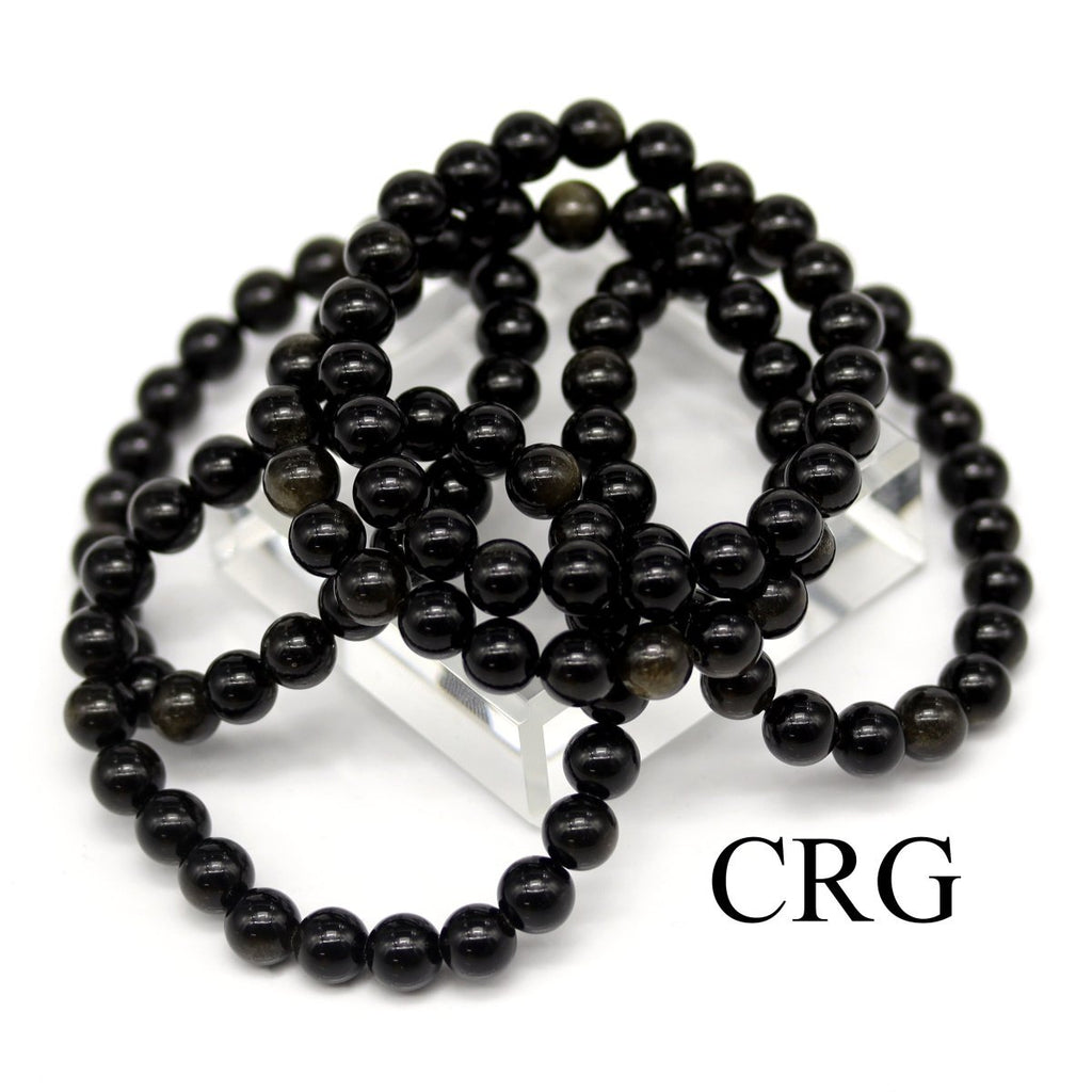 Obsidian Golden Sheen Round Bead Stretch Bracelet (8 mm)