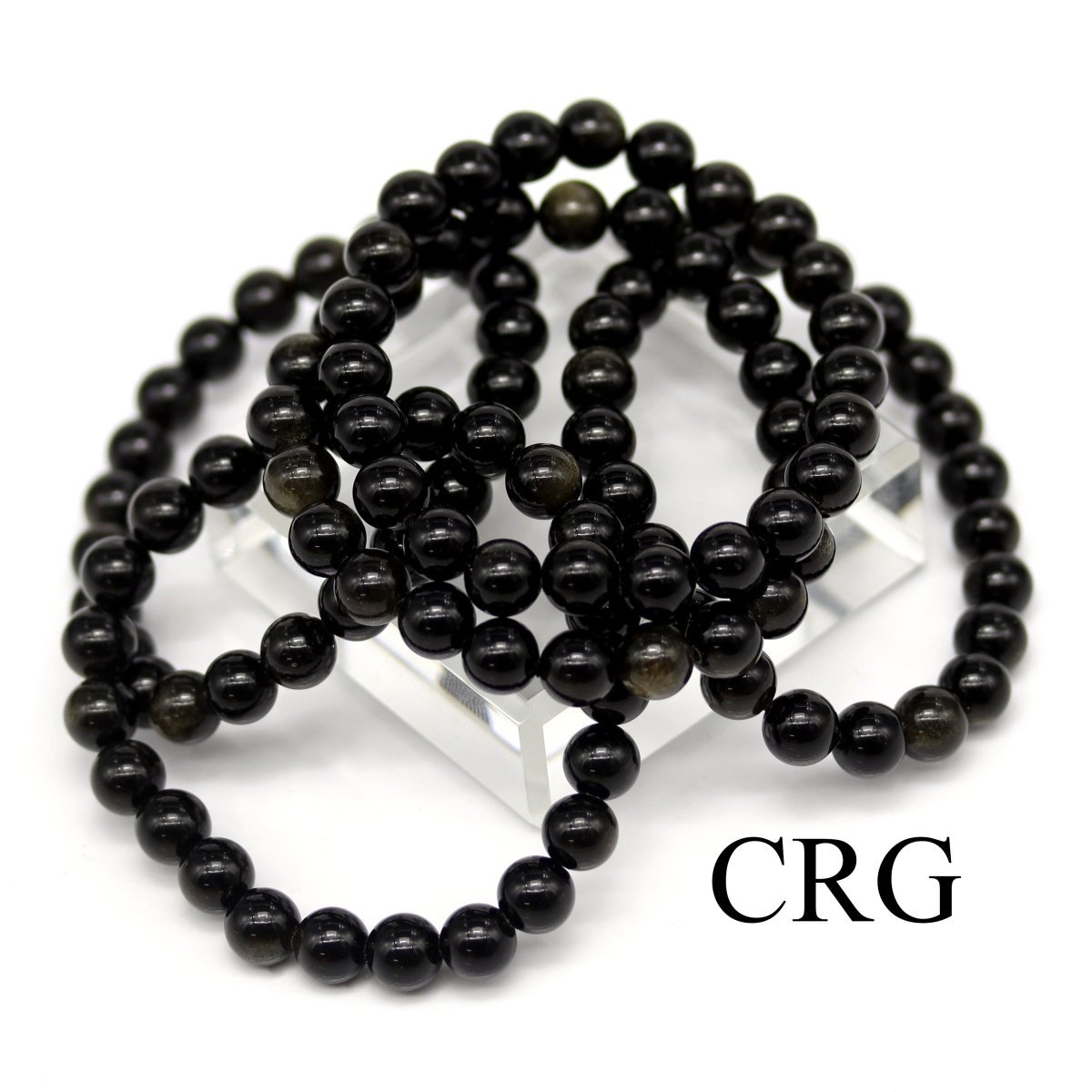 Obsidian Golden Sheen Round Bead Stretch Bracelet (8 mm)