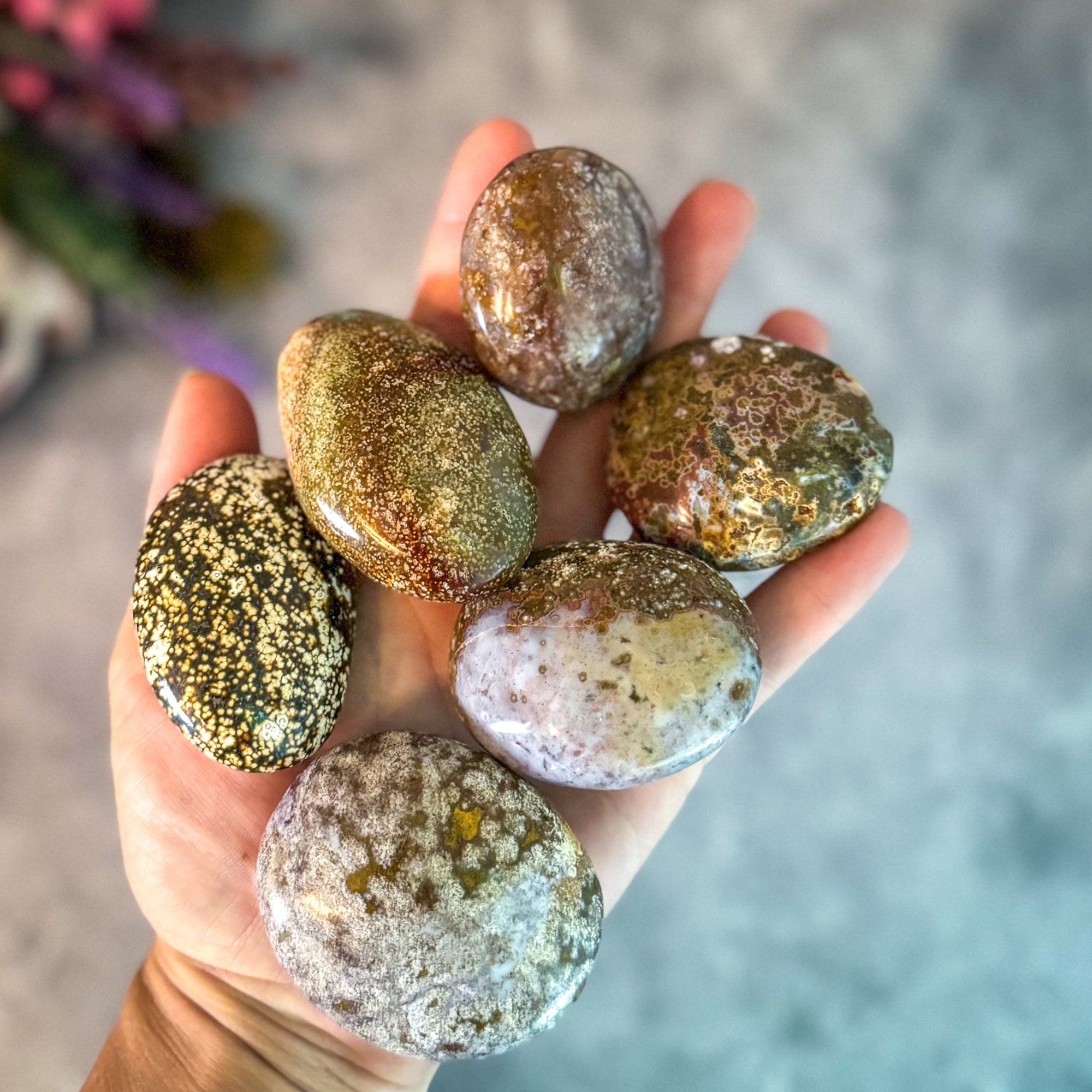 Ocean Jasper Palmstones | | Wiccan Center