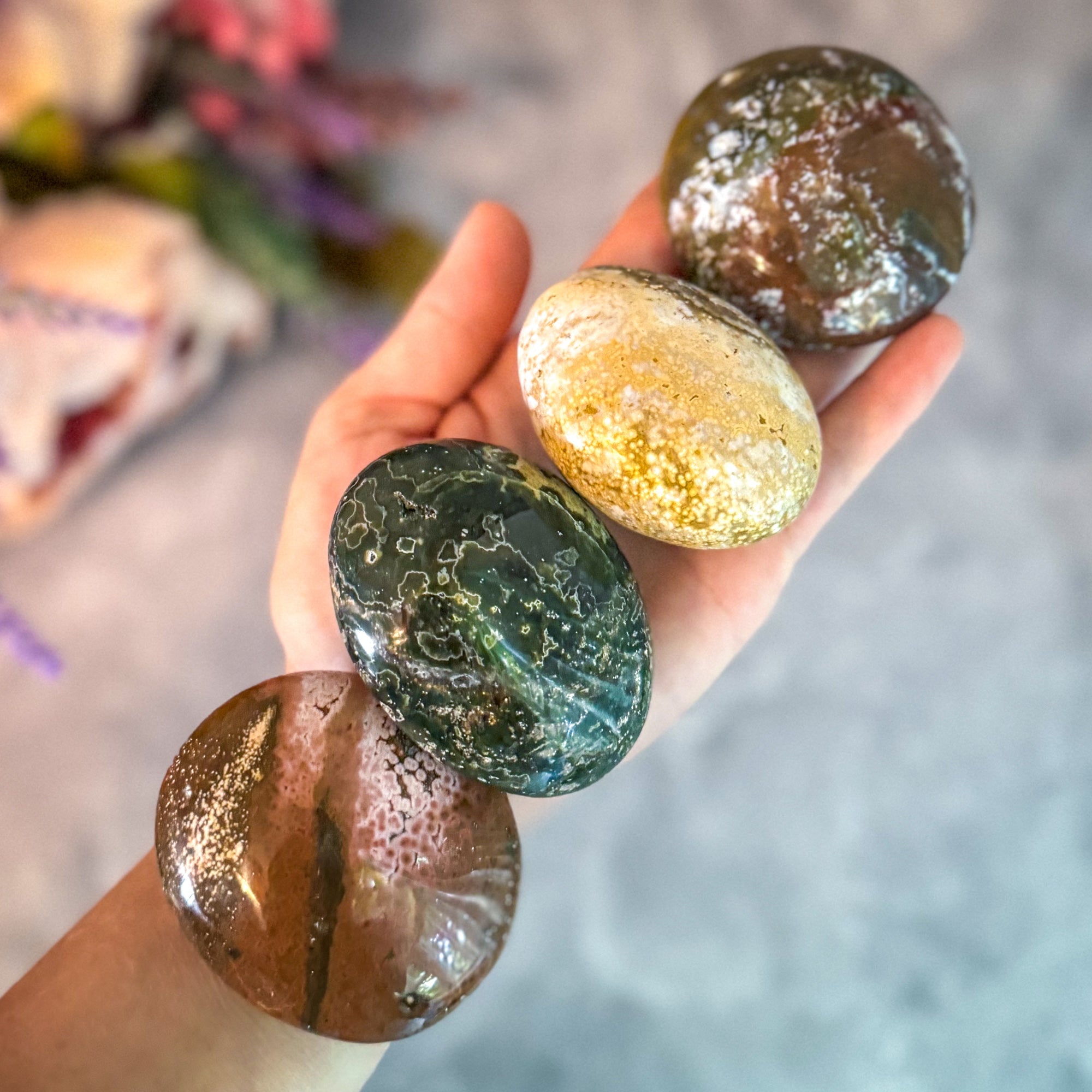 Ocean Jasper Palmstones | | Wiccan Center