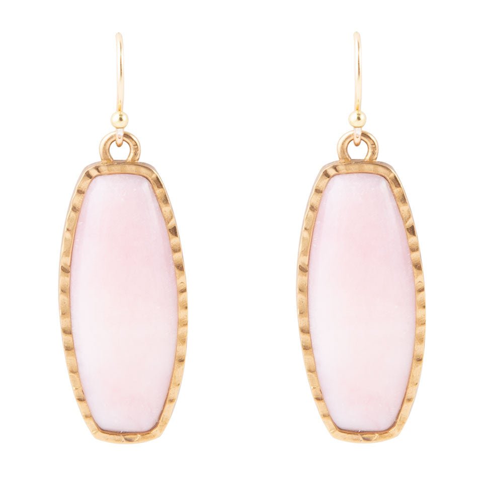 Odyssey Long Pink Opal and Bronze Earrings | Earrings | Wiccan Center