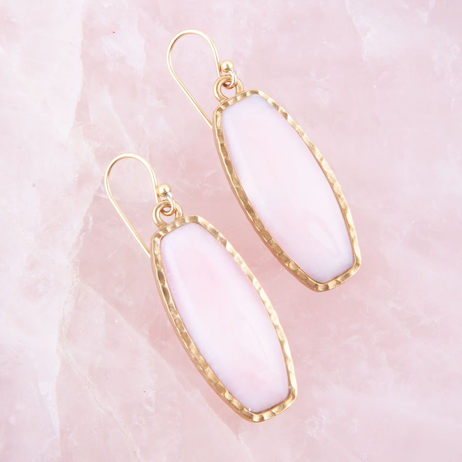 Odyssey Long Pink Opal and Bronze Earrings | Earrings | Wiccan Center