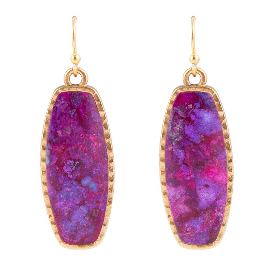 Odyssey Long Purple Turquoise and Bronze Statement Earrings | Earrings | Wiccan Center