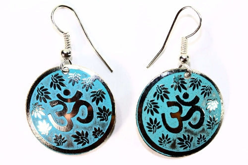 Om Lotus Petal Yoga Earrings Boho Spiritual Gold Dangle | Earrings | Wiccan Center