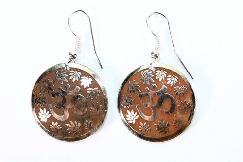 Om Lotus Petal Yoga Earrings Boho Spiritual Gold Dangle | Earrings | Wiccan Center