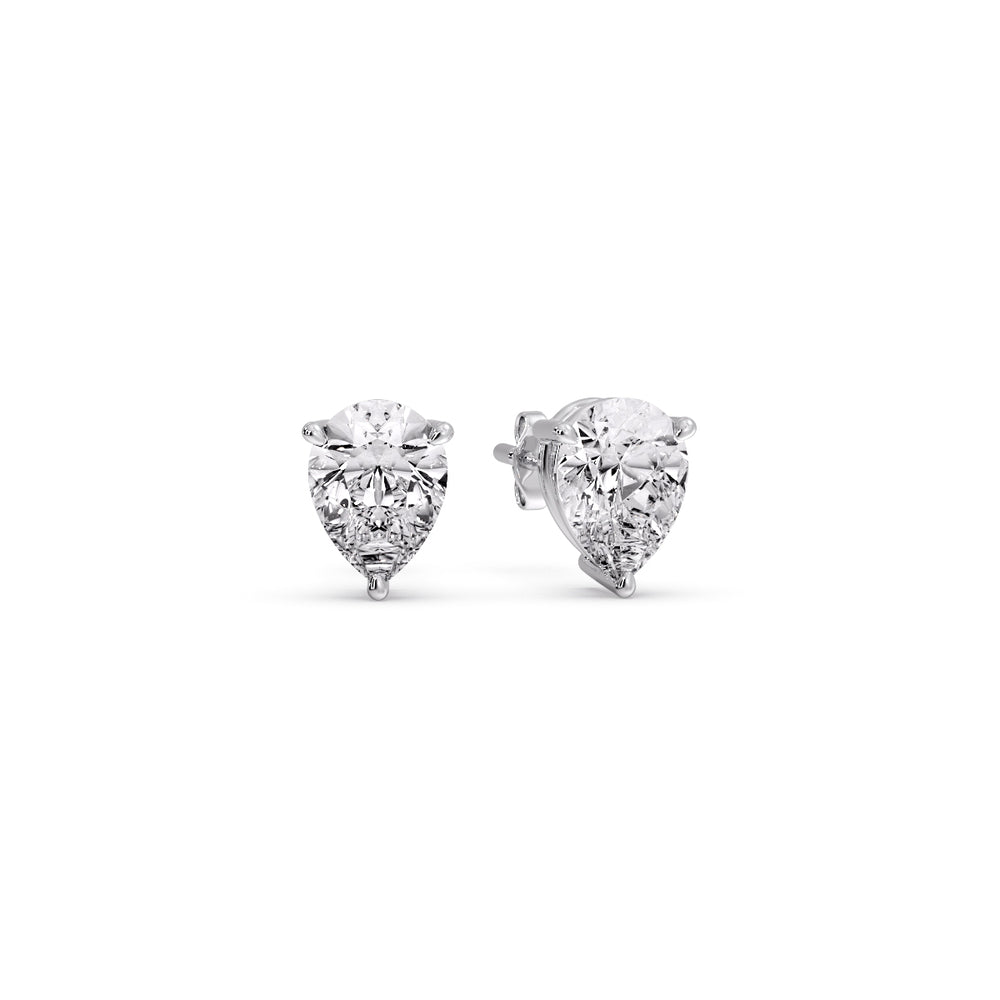 Three-Prong Pear Diamond Solitaire Stud Earrings [IGI Certified]