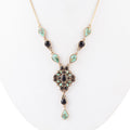 Barcelona Black Onyx and Blue Turquoise Golden Y-Necklace | Necklaces | Wiccan Center