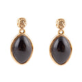 Black Onyx Hammered Post Drop Golden Earrings | Earrings | Wiccan Center