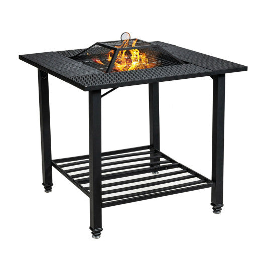 31 Inch Outdoor Fire Pit Dining Table with Cooking BBQ Grate | Home & Garden | Wiccan Center