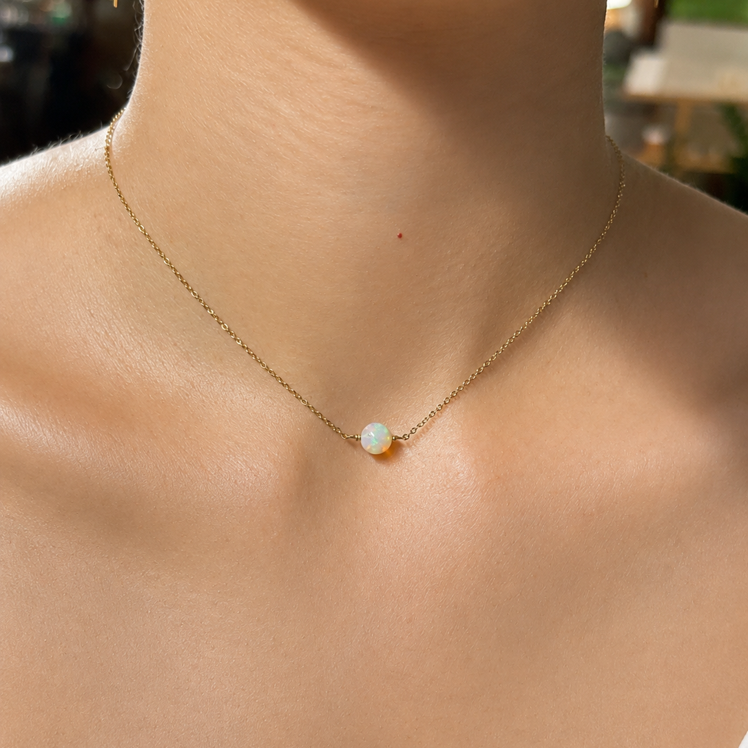 Ethiopian Opal Necklace with Swarovski Clasp