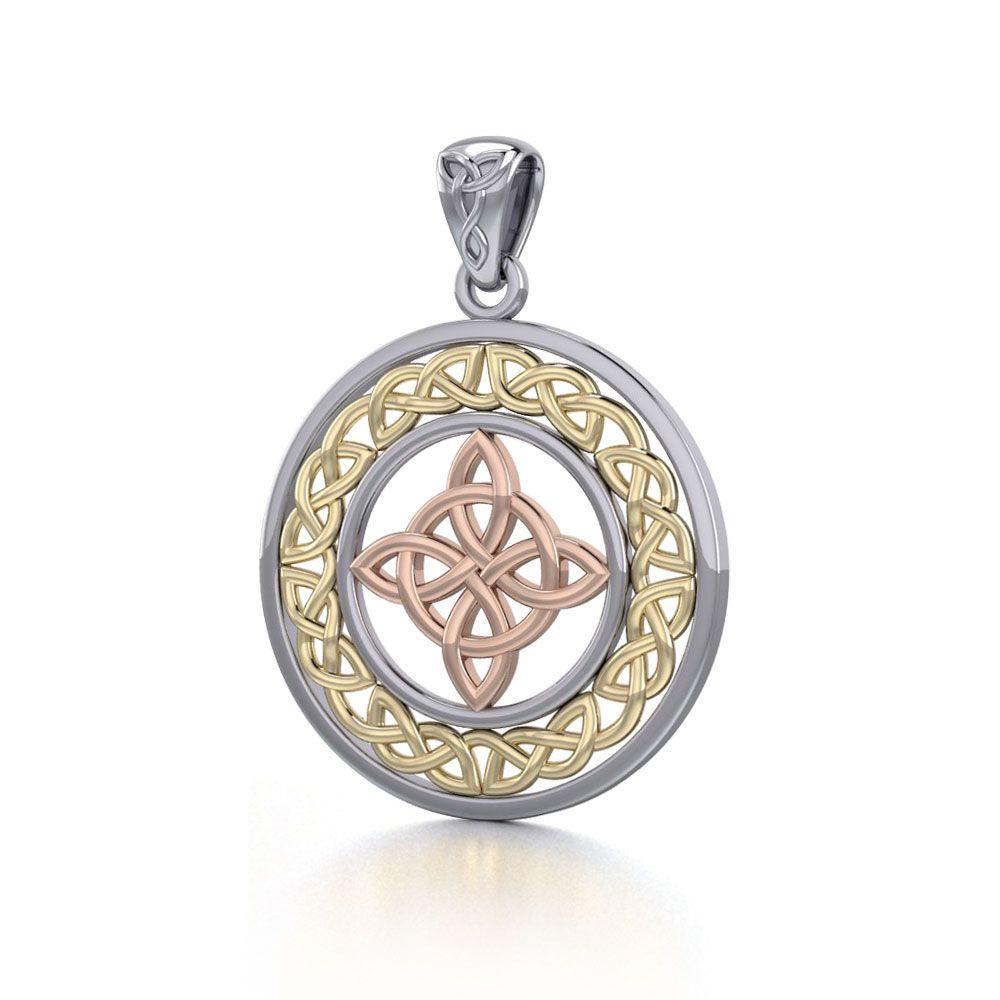 Celtic Knotwork Pendant Sterling Silver Quaternary Four Point Knot Gift Peter Stone OPD728