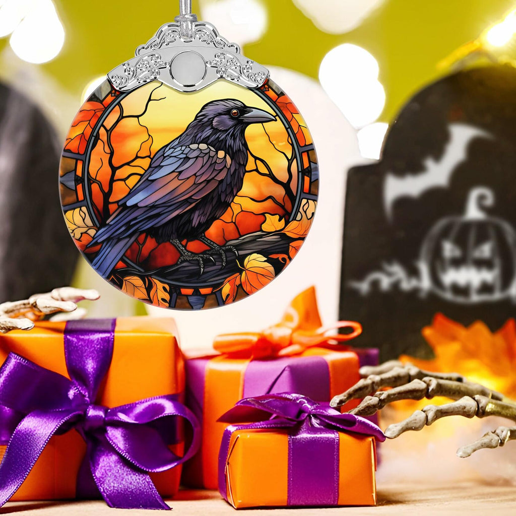 Black Cat with Hat Stained Glass Christmas Ornament Holiday Decoration | Ornaments | Wiccan Center