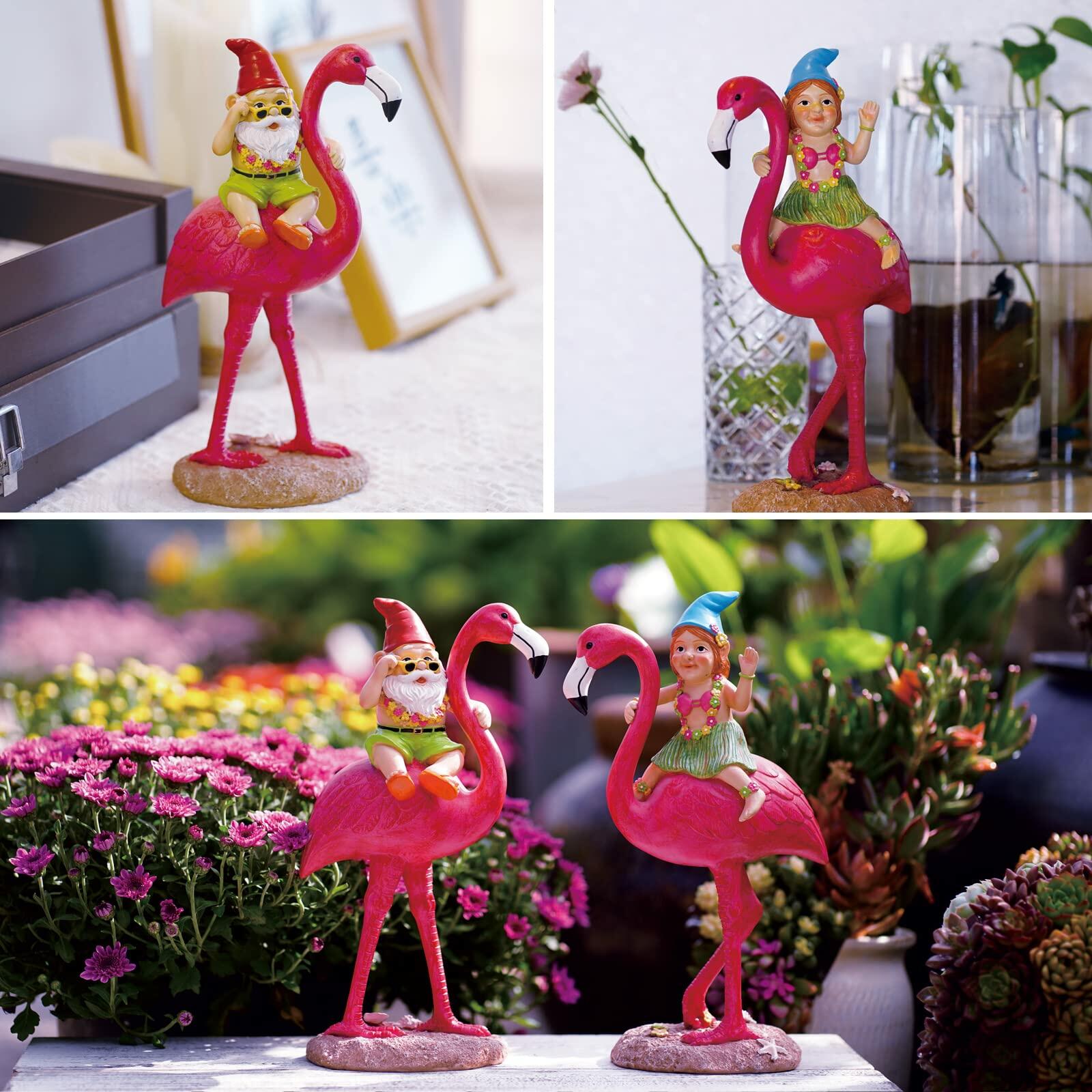 Goodeco Gnome and Flamingo Garden Statue - 6 * 11 Inch (Lady) | Ornaments & Statues | Wiccan Center