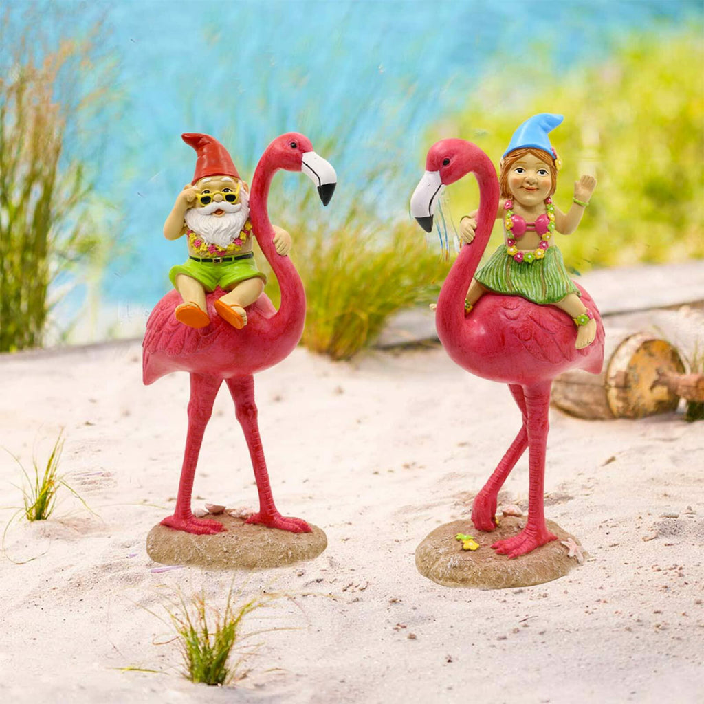 Goodeco Gnome and Flamingo Garden Statue - 6 * 11 Inch (Lady) | Ornaments & Statues | Wiccan Center