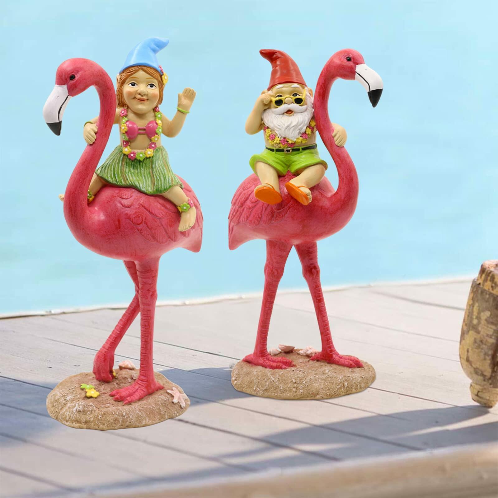 Goodeco Gnome and Flamingo Garden Statue - 6 * 11 Inch (Lady) | Ornaments & Statues | Wiccan Center