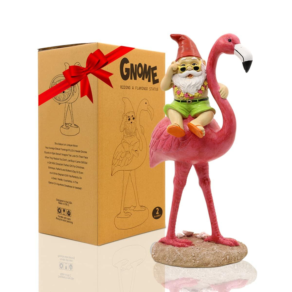 Goodeco Gnome and Flamingo Garden Statue - 6 * 11 Inch (Lady) | Ornaments & Statues | Wiccan Center