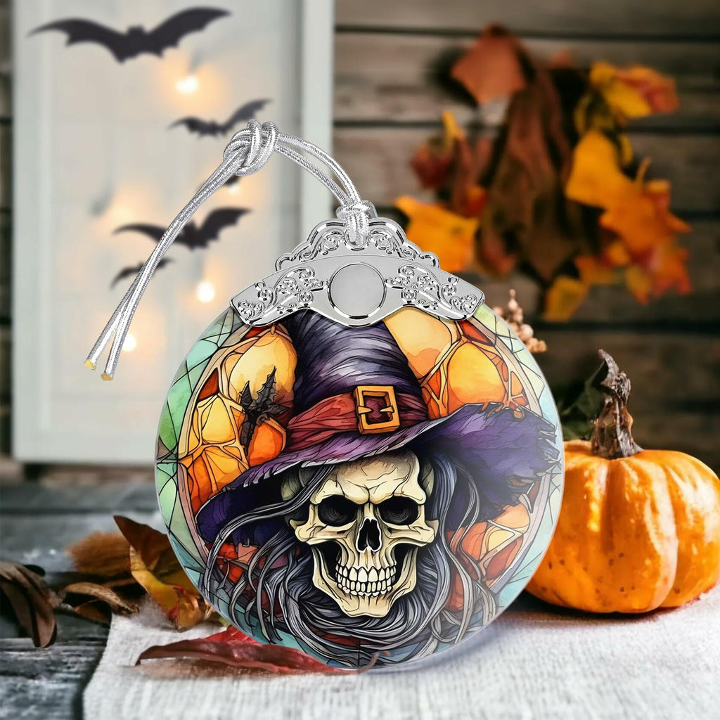 Death Skull Stained Glass Christmas Ornament Holiday Decoration | Ornaments | Wiccan Center