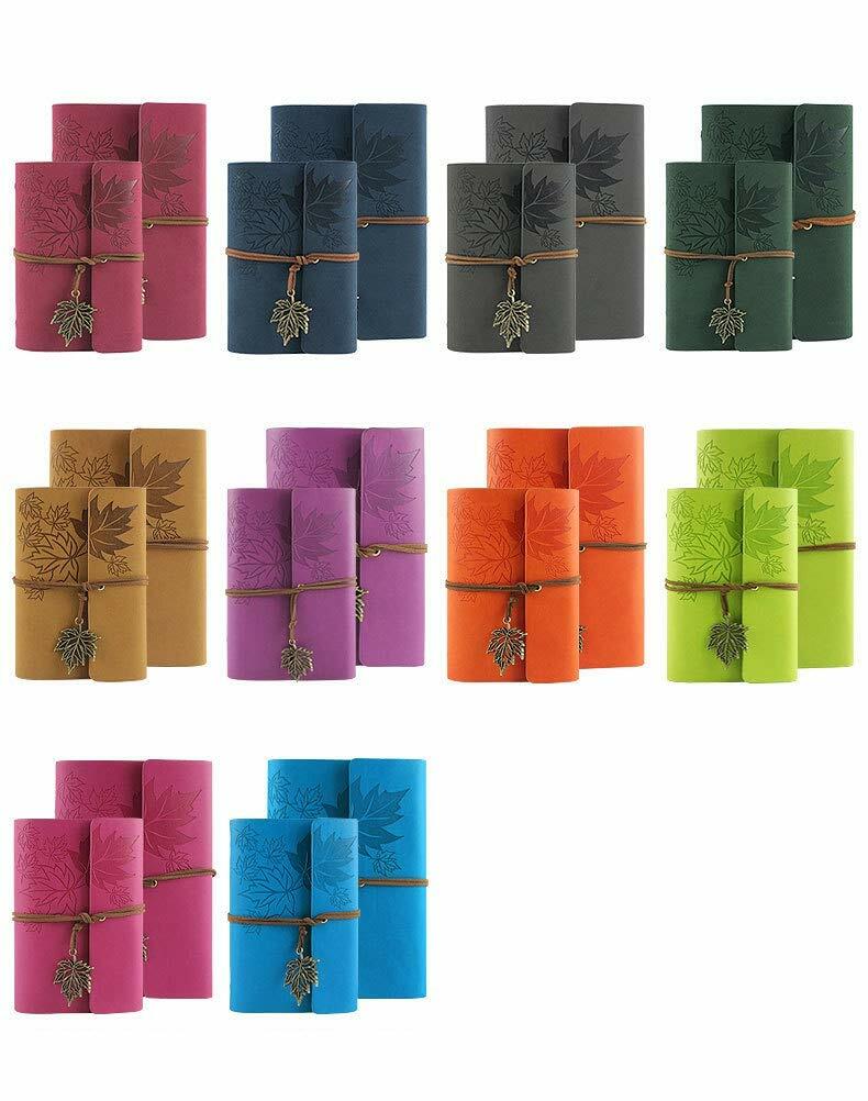 Maple Leaf Pendant Leather Bound Refillable Journal Notebook Sky Blue A7 5inch | Blank Diaries & Journals | Wiccan Center