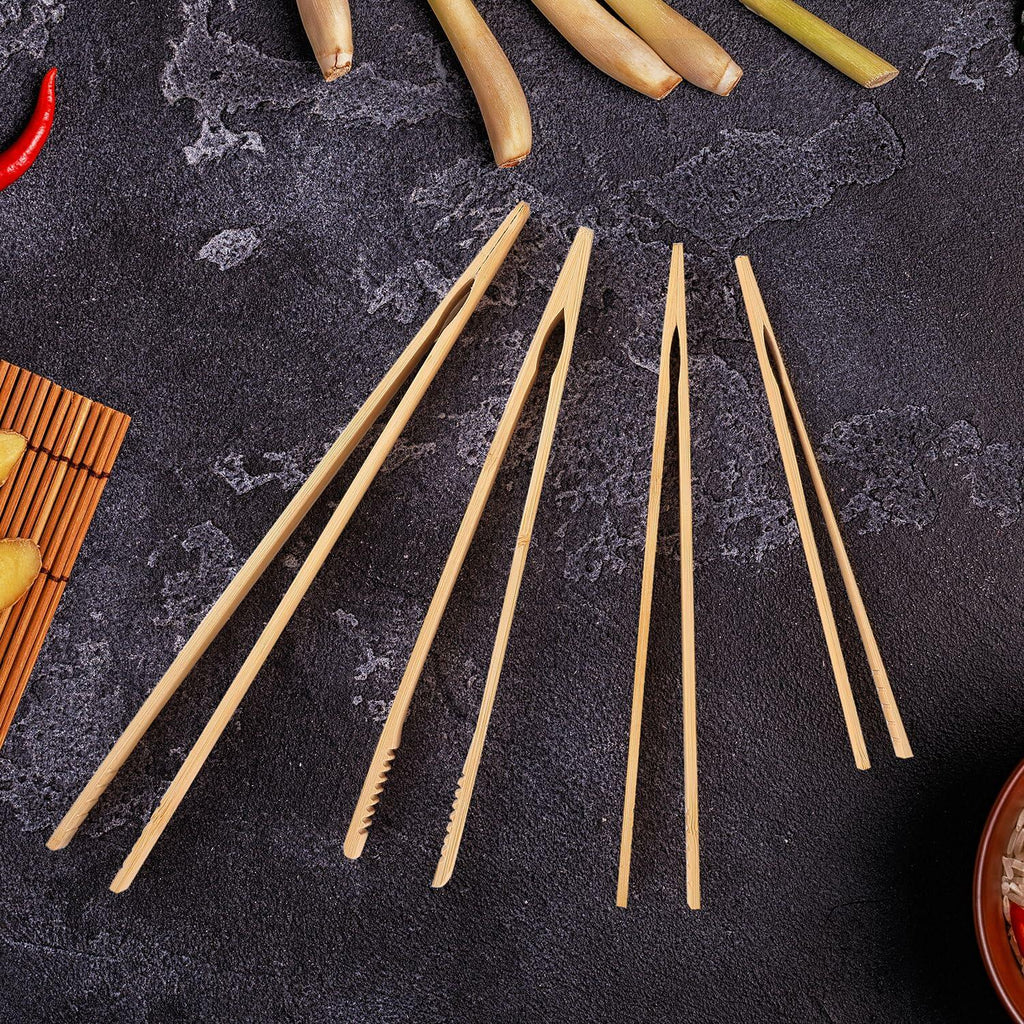 YIVCKOM Bamboo Toaster Tongs 8 Inch Natural Colour Wooden Kitchen Utensil | Cooking Utensils | Wiccan Center